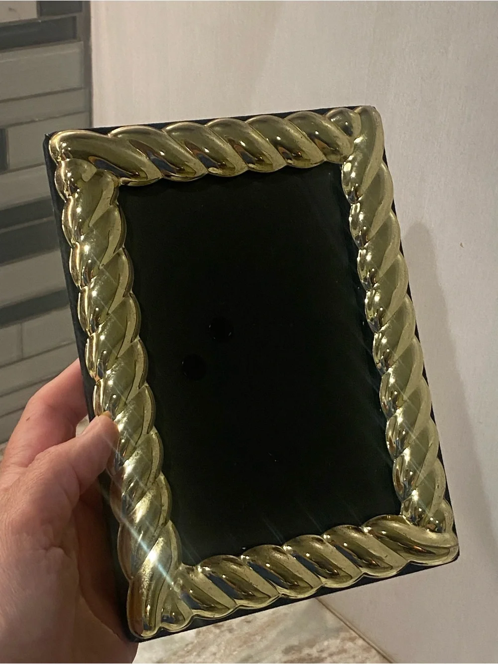 Vintage Gold Brass Rope Twist 5x7 Frame Wall Hang Tabletop Hollywood Regency